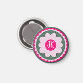Personalisierter rosa floraler Magnet (Vorderseite/Rückseite)