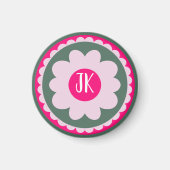 Personalisierter rosa floraler Magnet (Vorne)