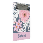 Personalisierter rosa floraler Planer Mini Klemmbrett (Schrägansicht)