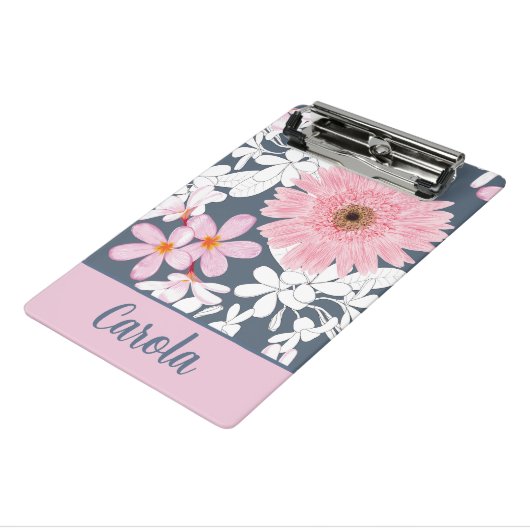 Personalisierter rosa floraler Planer Mini Klemmbrett (Gewinkelt3)
