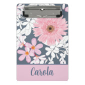 Personalisierter rosa floraler Planer Mini Klemmbrett (Vorderseite)