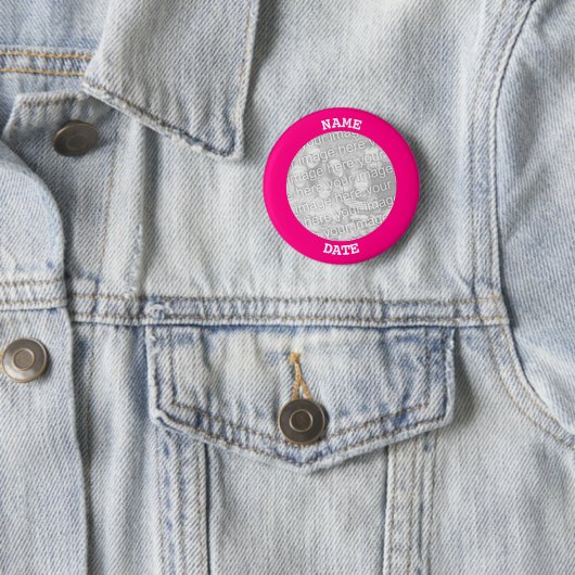 Personalisierter, rosa Foto Button (Beispiel)