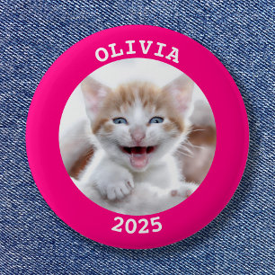 Personalisierter, rosa Foto Button