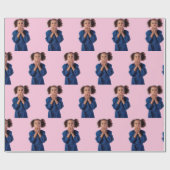 Personalisierter Rosa-Fotocollage-Kindergeburtstag Geschenkpapier (Flach)