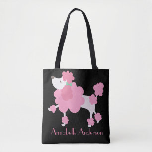 Personalisierter rosa französischer Pudel Tasche