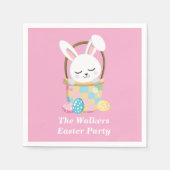 Personalisierter Rosa Frohe Ostern Hase Party Serviette (Vorderseite)