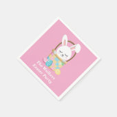 Personalisierter Rosa Frohe Ostern Hase Party Serviette (Ecke)