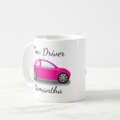 Personalisierter rosa Führerschein für Fahranfänge Kaffeetasse (Vorderseite Links)