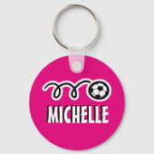 Personalisierter rosa Fußball-Schlüsselanhänger fü Schlüsselanhänger (Vorderseite)