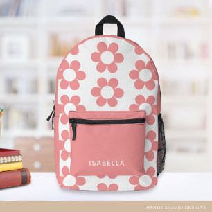 Personalisierter Rosa Gänseblümchen Mädchen Rucksa Bedruckter Rucksack