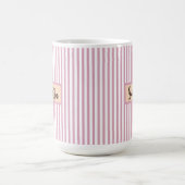 Personalisierter rosa gestreifter Becher als Gesch Kaffeetasse (Mittel)