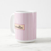 Personalisierter rosa gestreifter Becher als Gesch Kaffeetasse (Vorderseite Links)