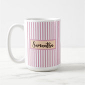 Personalisierter rosa gestreifter Becher als Gesch Kaffeetasse (Links)