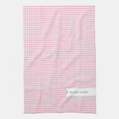Personalisierter rosa Gingham Geschirrtuch (Vertikal)