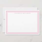 Personalisierter rosa Gingham-Monogramm-Name Mitteilungskarte (Vorderseite)