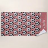 Personalisierter rosa Glitter-Fußball Strandtuch (Vorderseite)
