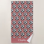 Personalisierter rosa Glitter-Fußball Strandtuch (Vorderseite)