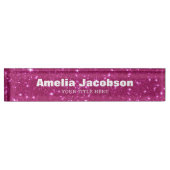 Personalisierter rosa Glitter-Name moderne Schreib Namensplakette (Vorderseite)