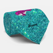 Personalisierter rosa Glitterwalnamenstürkis Krawatte (Gerollt)