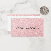 Personalisierter Rosa-Glitzer-Stil Ich bin Sorry-C Mitteilungskarte (Vorderseite/Rückseite Beispiel)