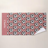 Personalisierter rosa-glitzernder Fußball Badehandtuch (Badehandtuch)