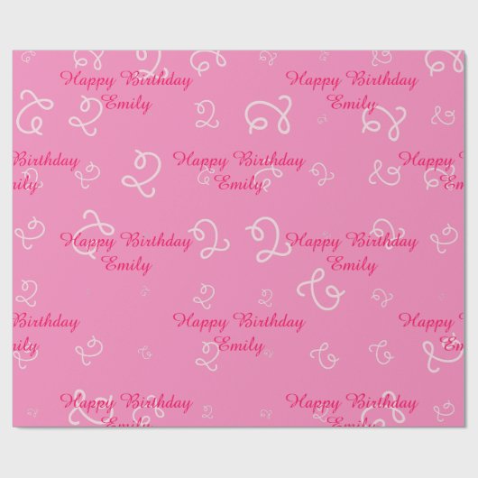 Personalisierter rosa glücklicher 2. Geburtstag Geschenkpapier (Flach)