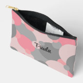 Personalisierter, rosa-grauer Toilettenbeutel Zubehörtasche (Offen)