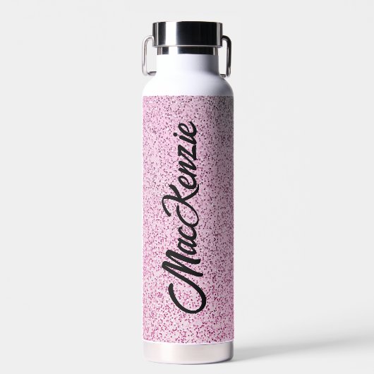 Personalisierter Rosa & Grüner Glitter Trinkflasche (Vorne)