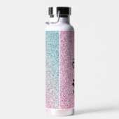 Personalisierter Rosa & Grüner Glitter Trinkflasche (Rechts)