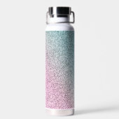 Personalisierter Rosa & Grüner Glitter Trinkflasche (Rückseite)