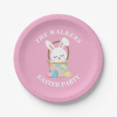 Personalisierter Rosa Happy Easter Bunny Party Pappteller (Vorderseite)
