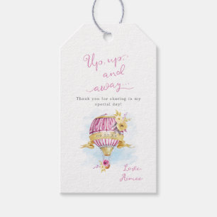 Personalisierter rosa Heißluftballon-Baby-Shower Geschenkanhänger