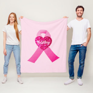 Personalisierter rosa Herz-Band-Brustkrebs Fleecedecke
