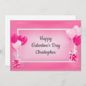 Personalisierter rosa Herzblasen Valentinstag H Feiertagskarte (Vorne/Hinten)