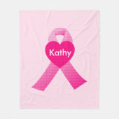 Personalisierter rosa Herzkrebs Fleecedecke (Vorderseite)