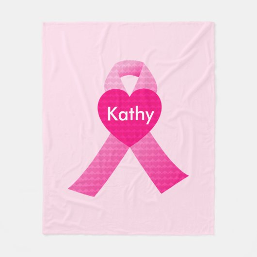 Personalisierter rosa Herzkrebs Fleecedecke (Vorderseite)
