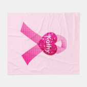 Personalisierter rosa Herzkrebs Fleecedecke (Vorderseite (Horizontal))