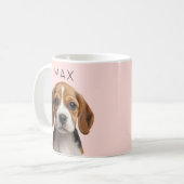 Personalisierter rosa Hund-Foto-Mug Kaffeetasse (Vorderseite Links)