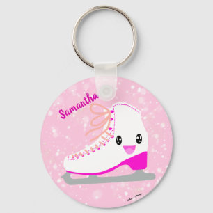 Personalisierter Rosa Ice Skate Niedlich Kawaii Ab Schlüsselanhänger