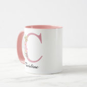 Personalisierter rosa Initialname Tassengeschenk f Tasse (Vorderseite Links)