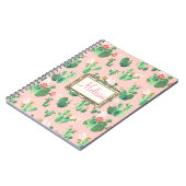 Personalisierter rosa Kaktus blüht Notizbuch Notizblock (Linke Seite)