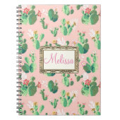 Personalisierter rosa Kaktus blüht Notizbuch Notizblock (Vorderseite)