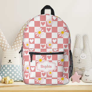 Personalisierter rosa karierter Rucksack