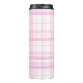 Personalisierter rosa karierter Thermobecher mit N Thermosbecher (Rückseite)