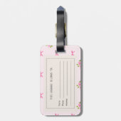 Personalisierter Rosa Kokette Mädchenname mit Blum Gepäckanhänger (Rückseite vertikal)
