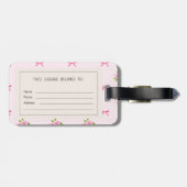 Personalisierter Rosa Kokette Mädchenname mit Blum Gepäckanhänger (Rückseite horizontal)