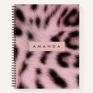 Personalisierter Rosa Kunstfell Leopardenprint Notizblock