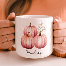 Personalisierter rosa Kürbistassenbecher
