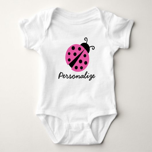 Personalisierter rosa Ladybug-Strampler für Kleink Baby Strampler (Vorderseite)