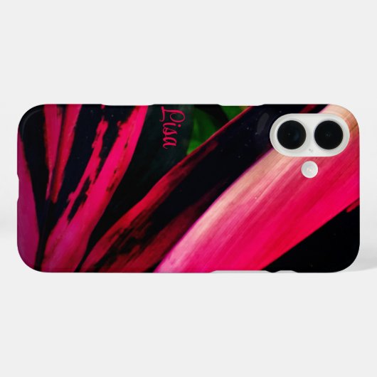 Personalisierter rosa Leaf Apple iPhone Case (Rückseite (Horizontal))